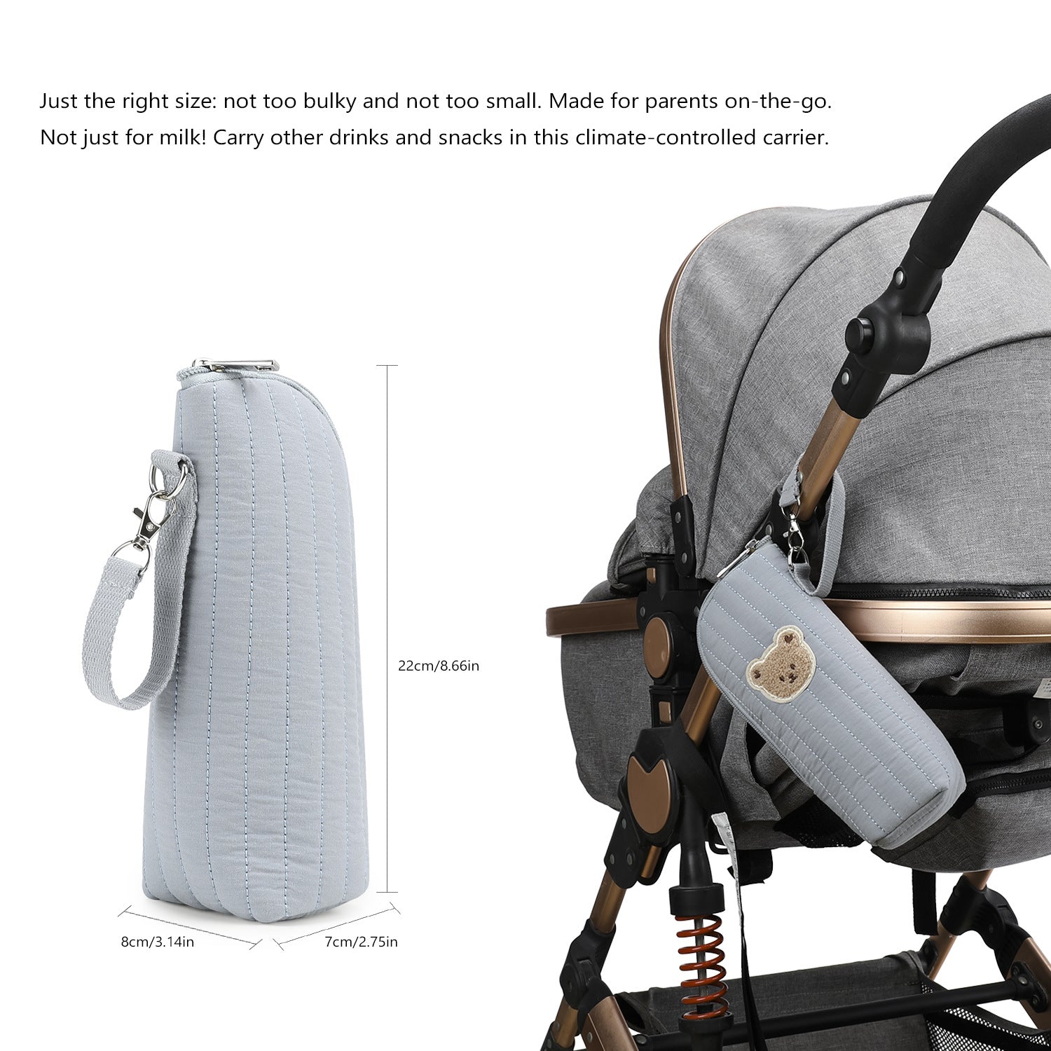 Portabiberon Termico Isolante in Cotone con Orsetto – Mantiene Caldo/Freddo