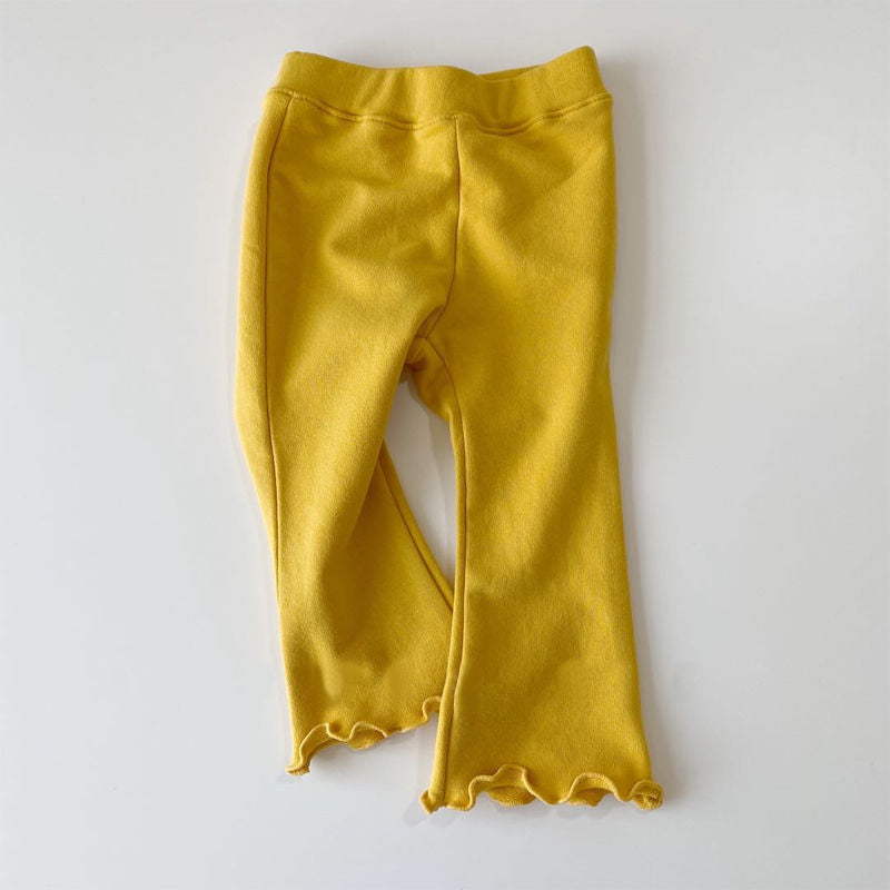 Leggings Bambina in Cotone con Bordo Arricciato  Multicolore