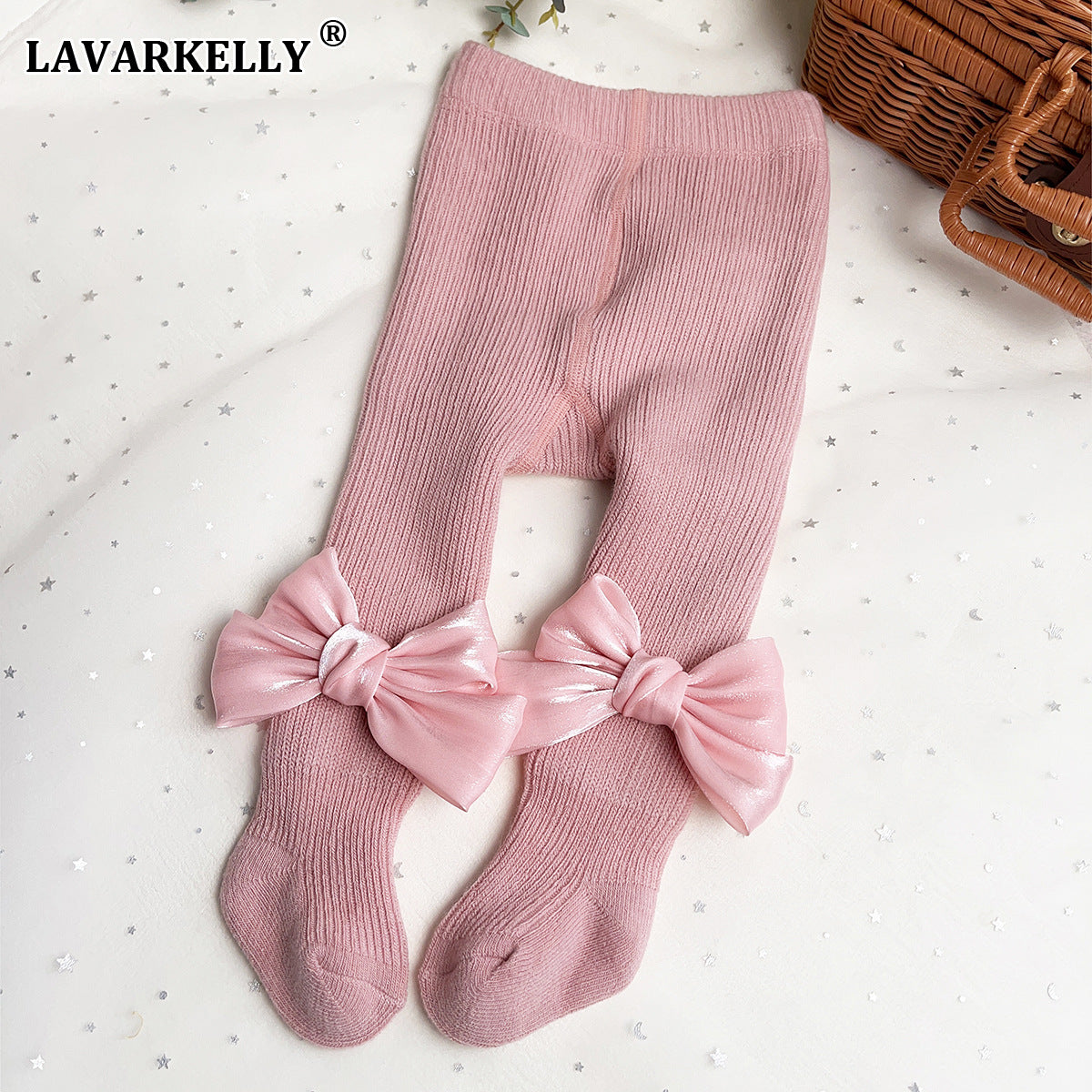 Collant Invernali Felpati con Maxi Fiocco – Rosa Cipria