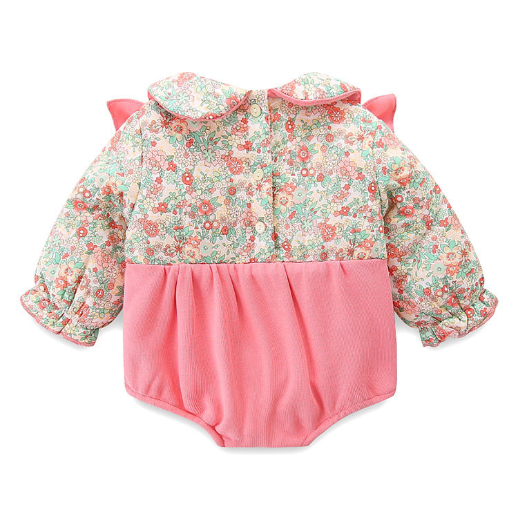 Pagliaccetto  Neonata con Gonna Rosa e Camicetta Floreale Integrata