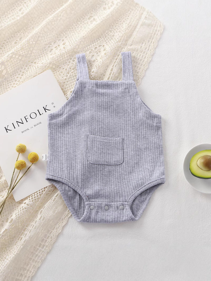 Body estivo neonato a costine con bretelle