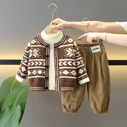 Set Invernale Bambino con Dolcevita e Cardigan Jacquard