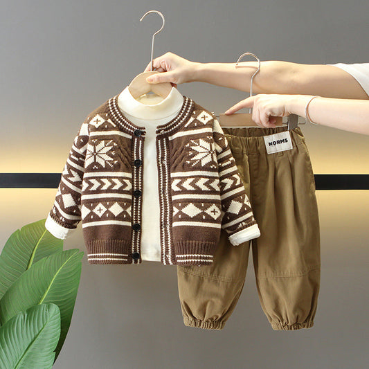 Set Invernale Bambino con Dolcevita e Cardigan Jacquard