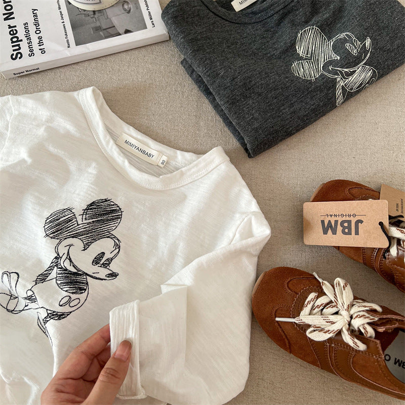 Maglie Bambino in Cotone - Stampa Mickey Mouse Schizzo