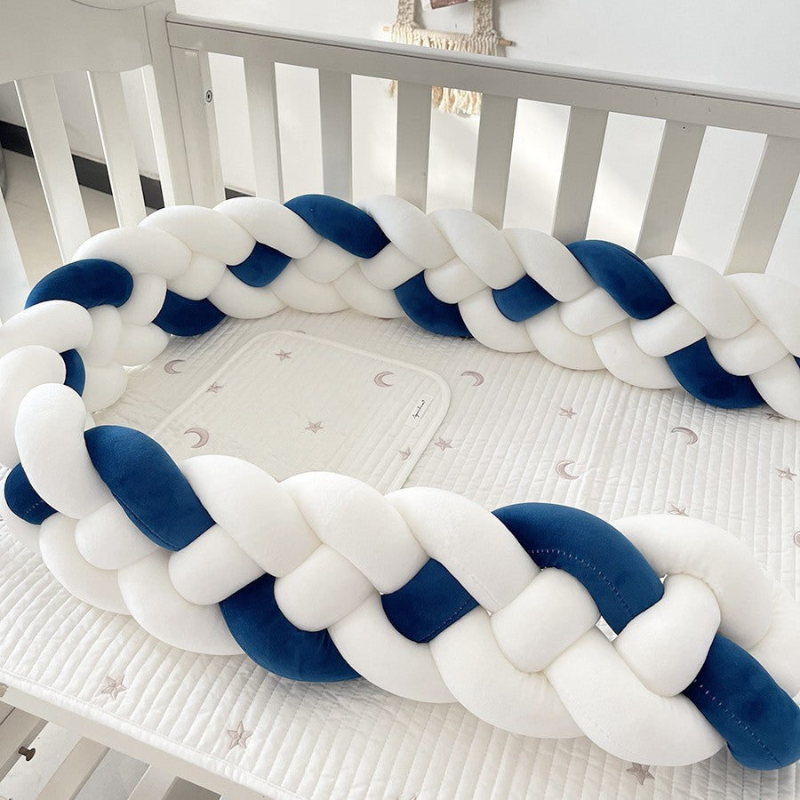 Treccia Paracolpi Neonato 4 Fili – Bianco e Blu Navy
