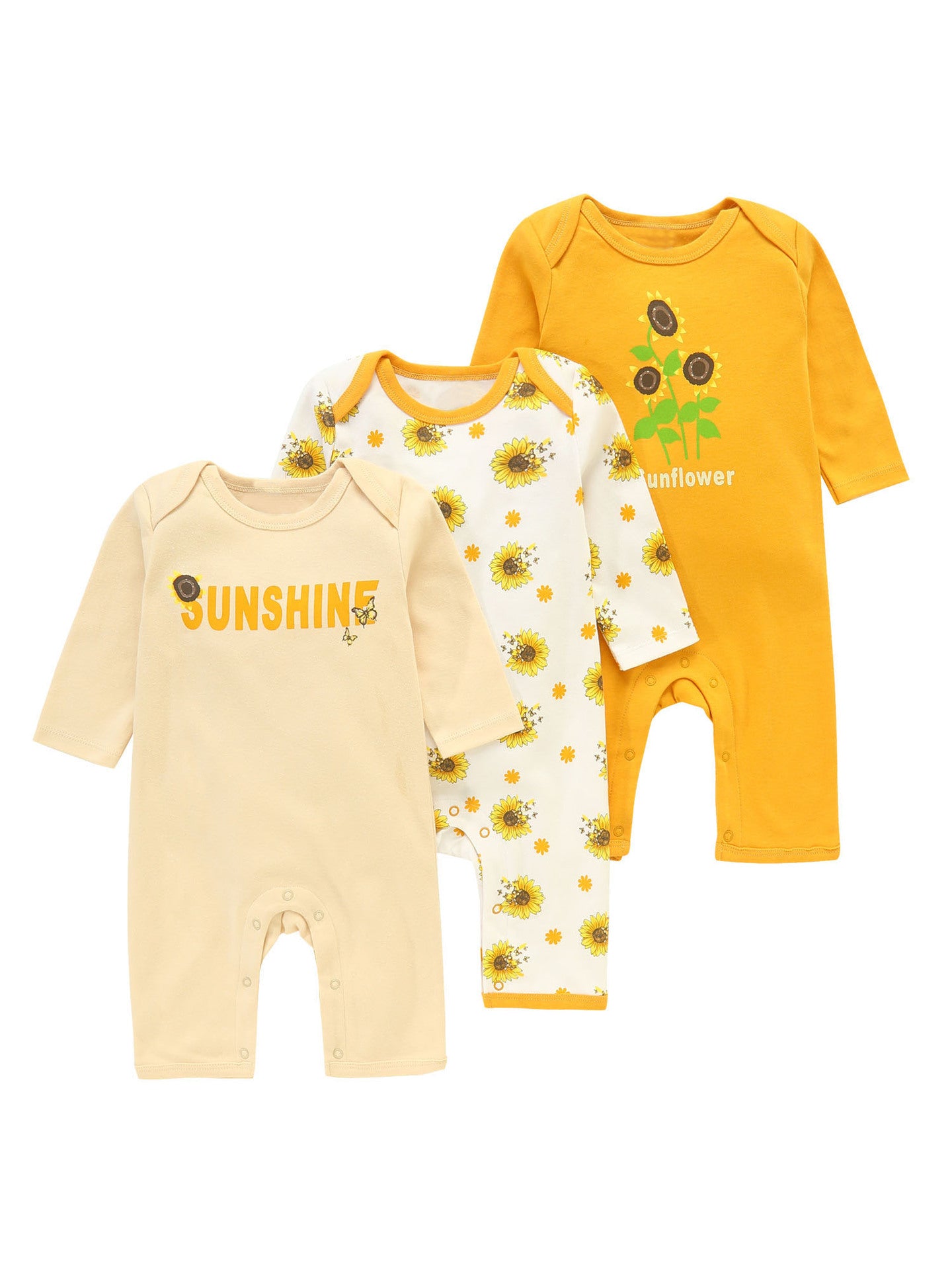 Set 3 Tutine in Cotone per Neonata/ Bimba  Manica Lunga