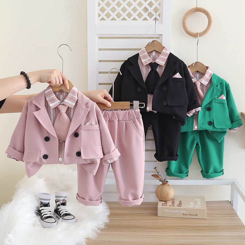 Completo Bimbo 4 Pezzi "Mini Gentleman" – Blazer, Camicia, Cravatta e Pantaloni