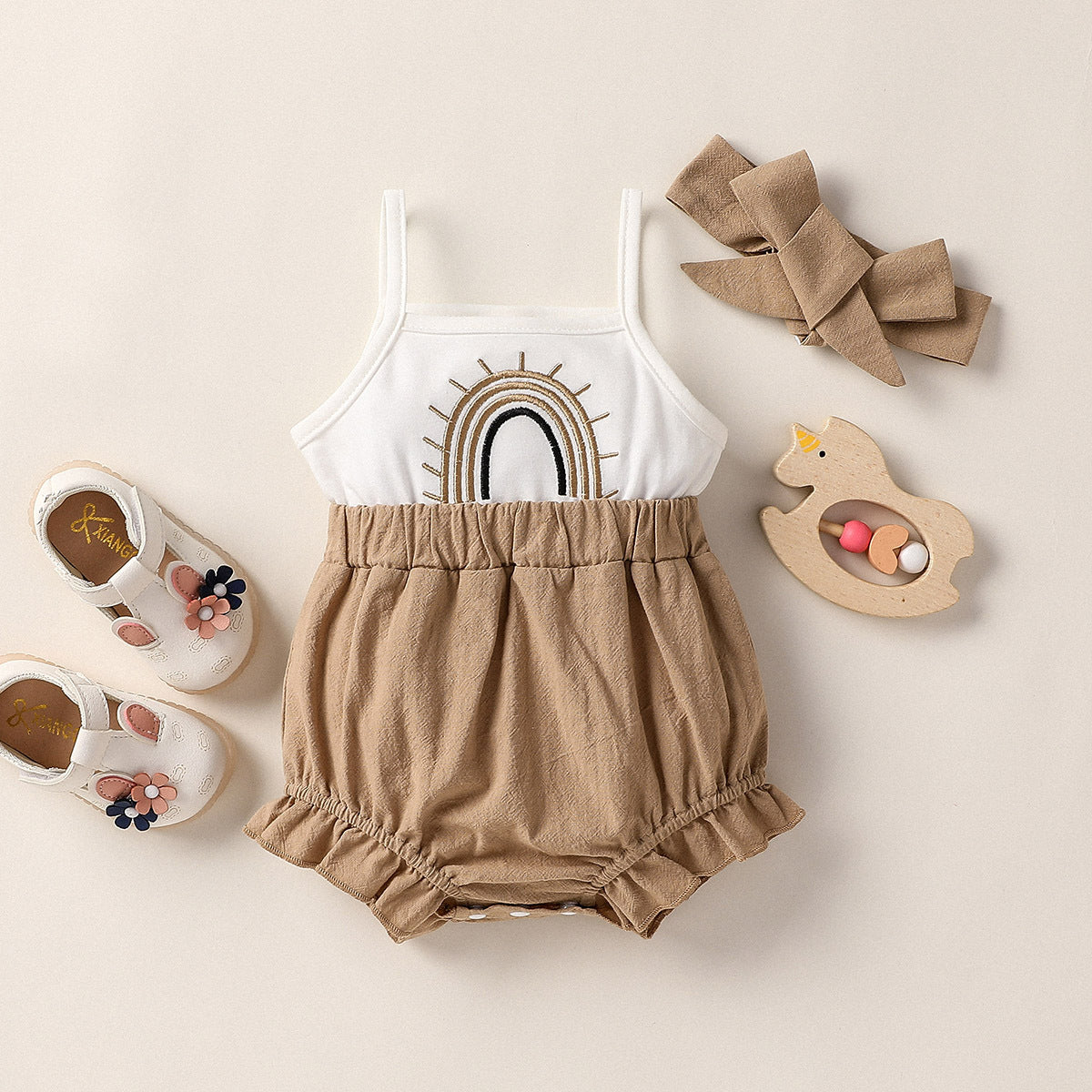 Completo Estivo Bambina con Body Arcobaleno e Accessori