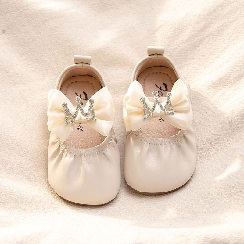 Scarpine Eleganti per Neonata con Fiocco e Coroncina di Strass