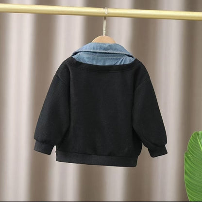 Giacca Bambino Casual con Inserti in Jeans – Due Varianti Colore