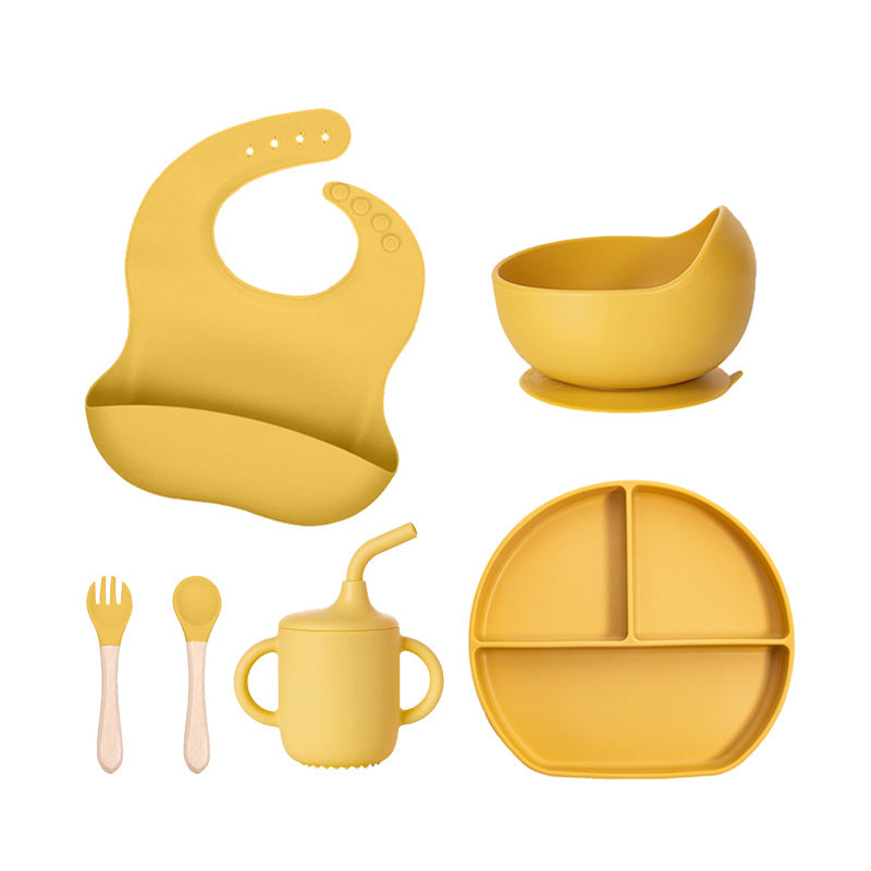 Set pappa in silicone 6 pezzi con piatto diviso – Antiscivolo, BPA Free