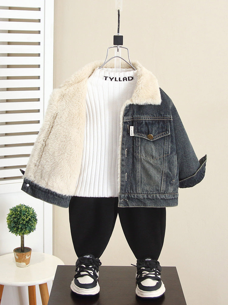 Giacca Jeans Bambino Foderata in Pelliccia – Invernale Calda