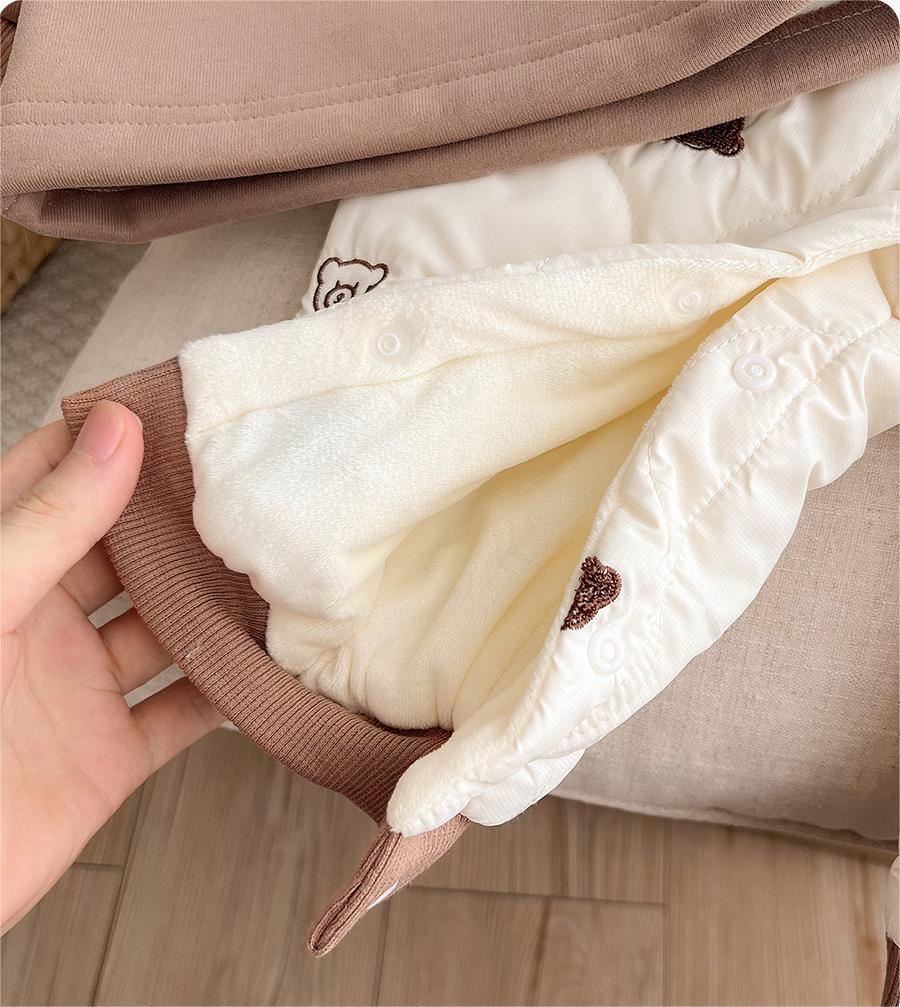 Completo invernale neonato 2 pezzi – Felpa e salopette imbottita con orsacchiotto