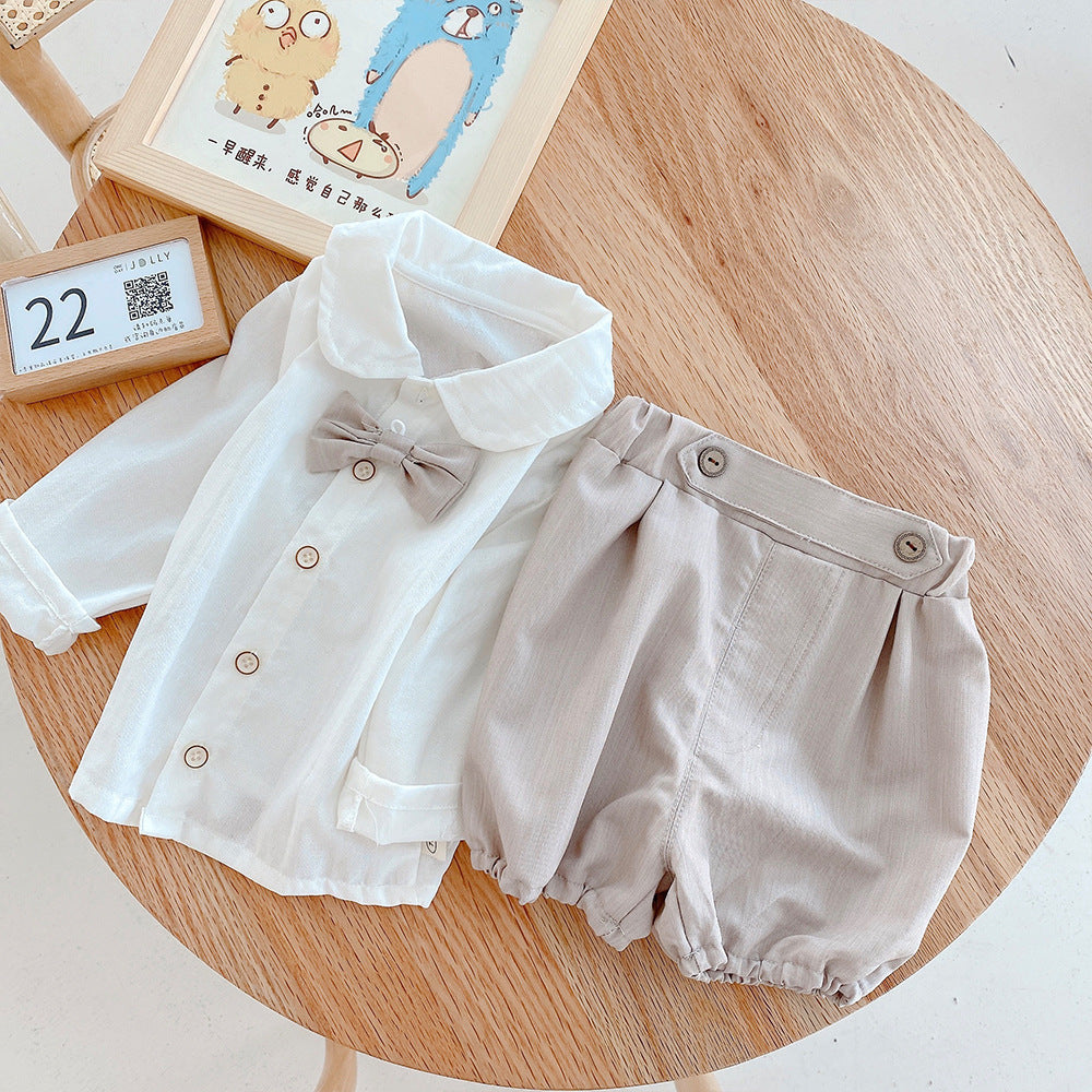 Completo Bimbo Elegante - Camicia con Papillon e Pantaloncini Bloomers