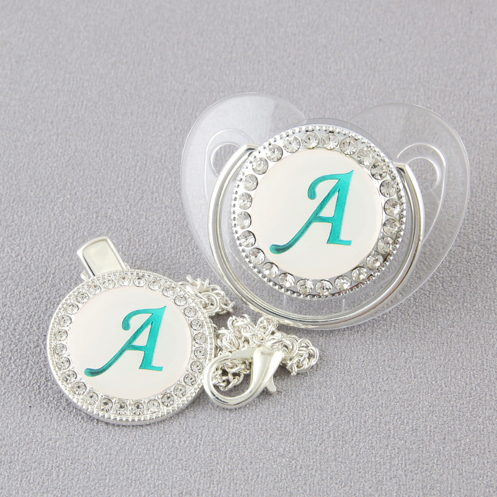 Set Ciuccio Luxury con Clip – Personalizzato con Iniziale (6-12 mesi)