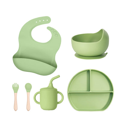 Set pappa in silicone 6 pezzi con piatto diviso – Antiscivolo, BPA Free