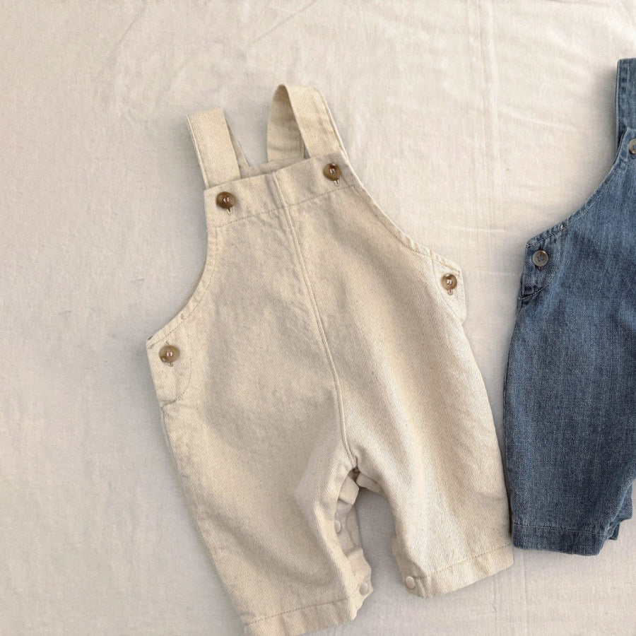 Salopette in cotone/jeans – Bambino/a (Beige & Denim)