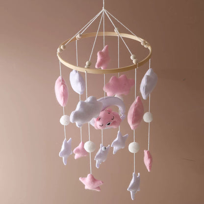 Giostrina Neonata in Feltro - Nuvole, Stelle e Luna (Rosa e Lilla)