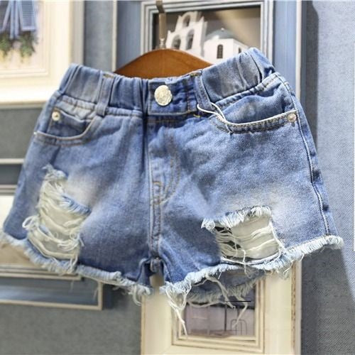 Shorts di Jeans Strappati Bimba