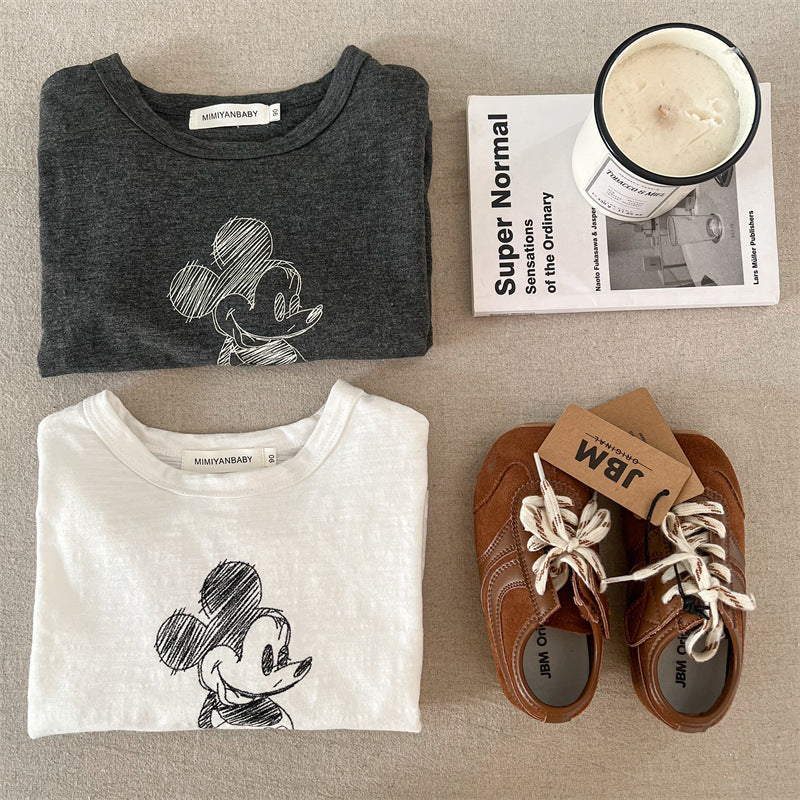 Maglie Bambino in Cotone - Stampa Mickey Mouse Schizzo