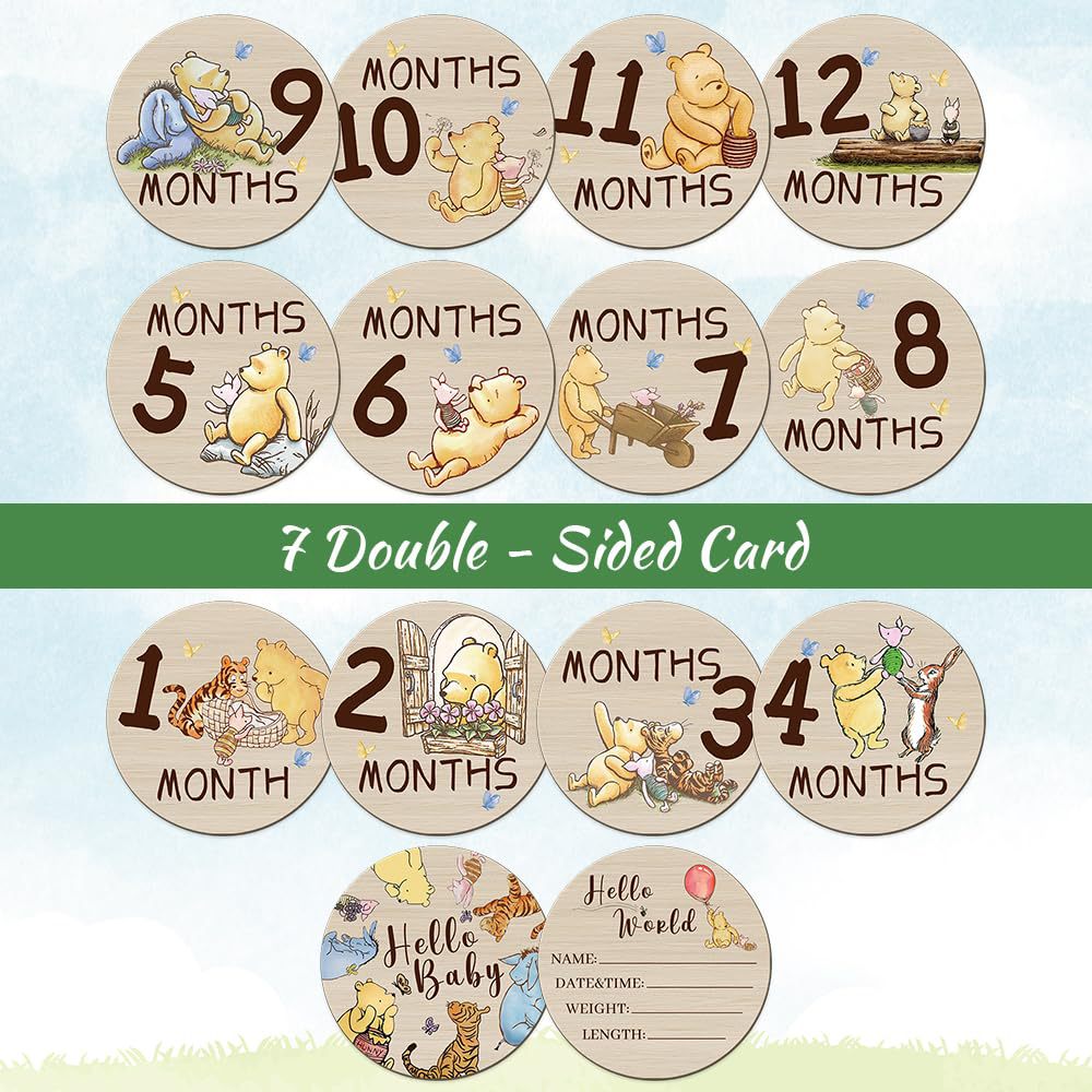 Carte Mese in Legno Tonde Winnie the Pooh – 12 Mesi + Nascita