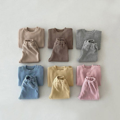 Set Completo Bambino in Cotone a Costine – Maglia + Pantaloni, Colori Pastello