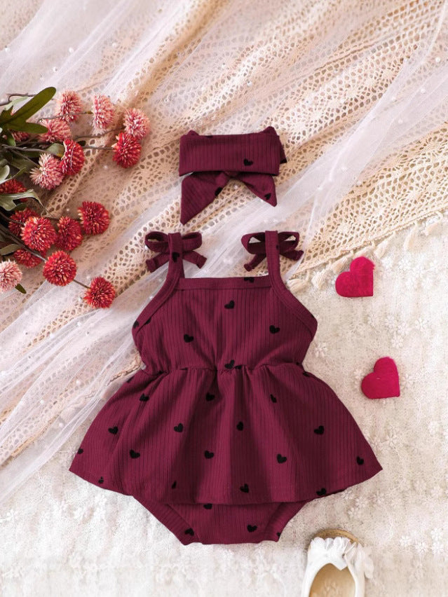 Pagliaccetto con Cuoricini & Fiocco Coordinato