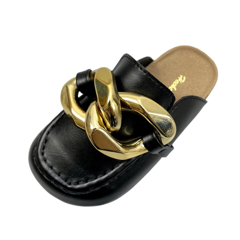 Mocassini Bambina con Catena Oro – Eleganza Mini in Stile Maxi