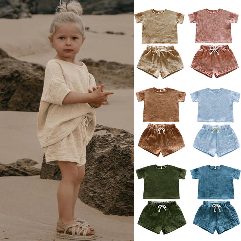 Completo Estivo Bambino in Mussola di Cotone   T-Shirt e Shorts