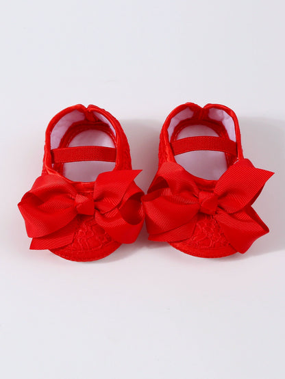 Scarpine Neonata Suola morbida Eleganti con Fiocco – Scarpe Antiscivolo per Battesimo e Cerimonie