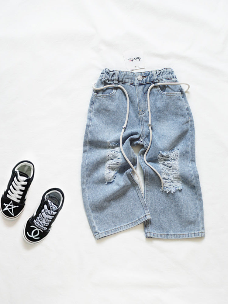Jeans Bambino Strappati con Coulisse – Stile Casual e Trendy
