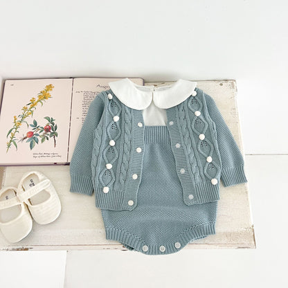 Coordinato Neonato Maglia e Culotte con Cardigan  Modello Classico