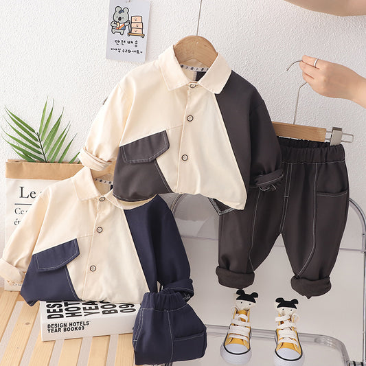 Completo Bambino Elegante - Camicia Bicolore e Pantaloni