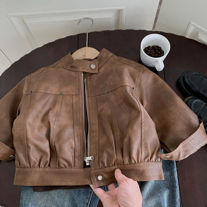 Giacca Biker Bimbo  in Ecopelle   Look Moto Chic