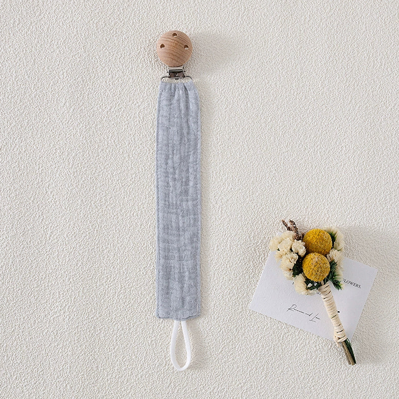 Catenella Portaciuccio in Tessuto con Clip in Legno – Stile Naturale