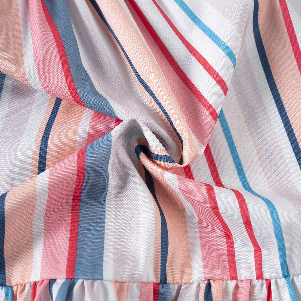 Vestito Estivo Bimba a Righe Colorate  Spalline Sottili e Volant