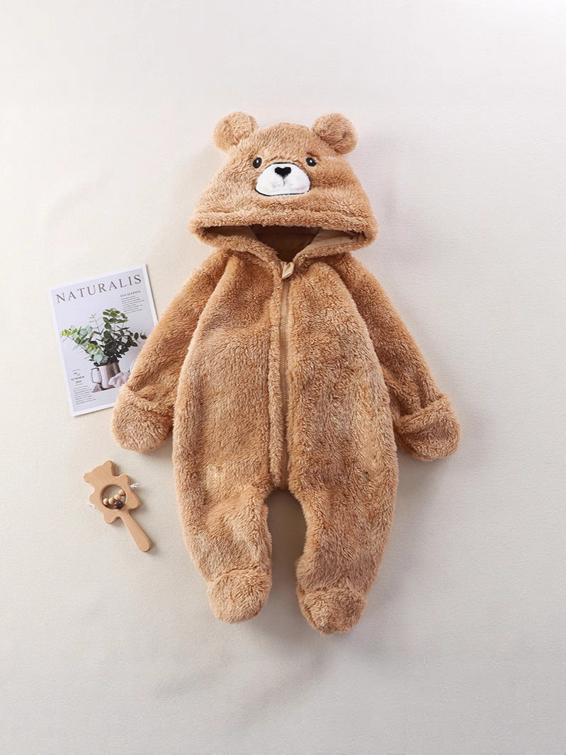 Tuta peluche neonato con cappuccio animale – Orsetto, Coniglietto e Panda