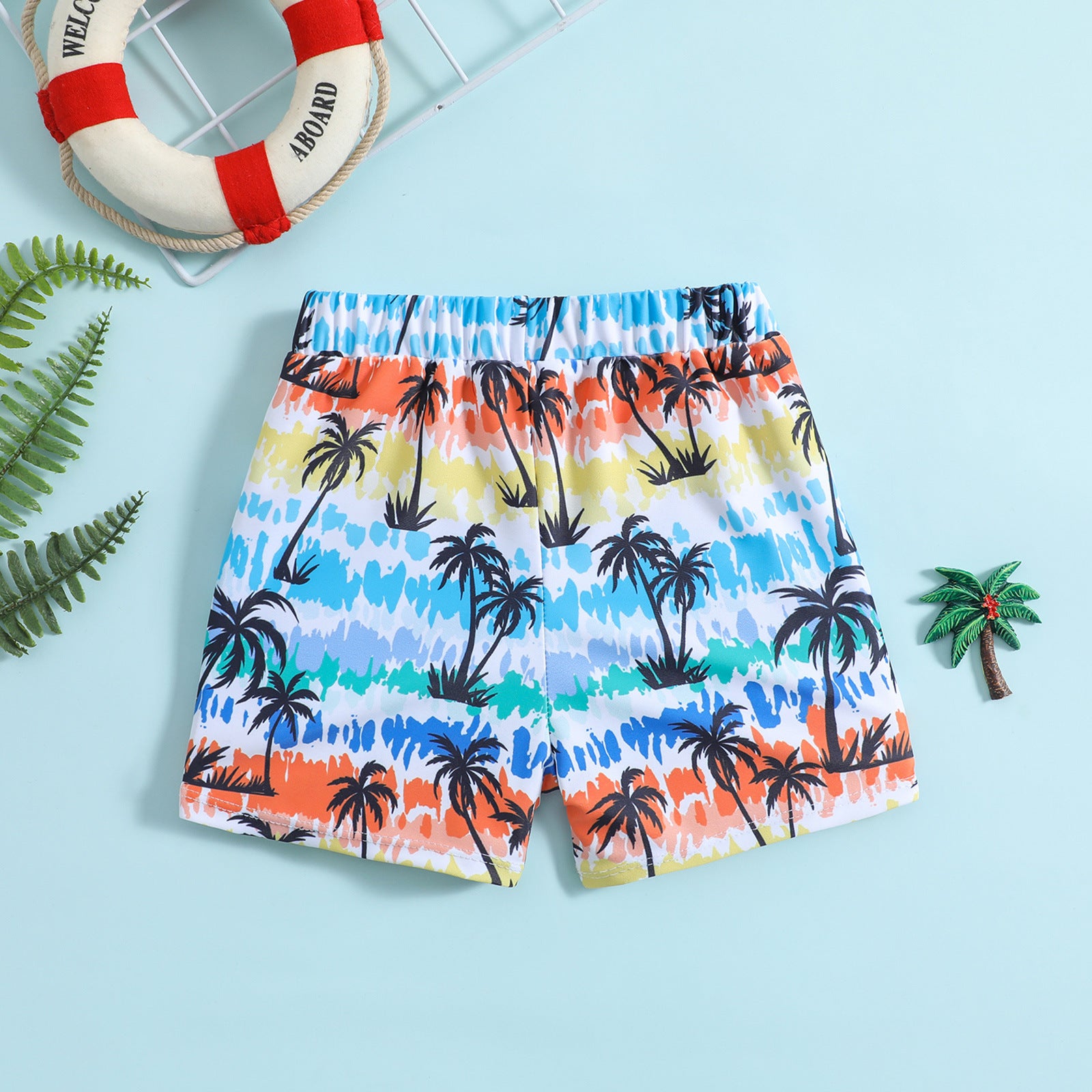 Pantaloncino da mare bambino   Fantasia Palme Tropicali
