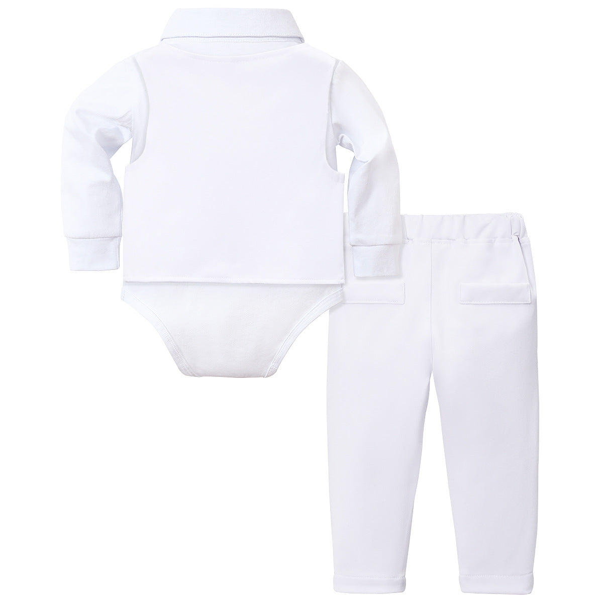 Completo Elegante per Neonato   2 Pezzi con Body Camicia e Pantalone bianco