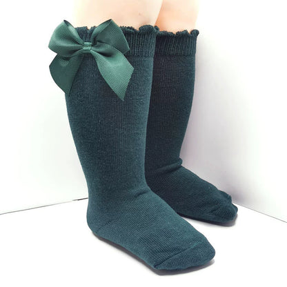 Calze Lunghe Bambina con Fiocco in Raso – Vari Colori