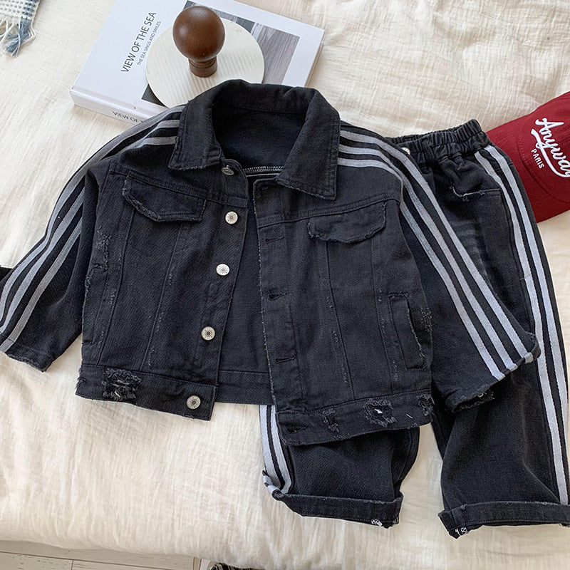 Completo Bimbo  2 Pezzi   Giacca e Pantalone Nero Street Style