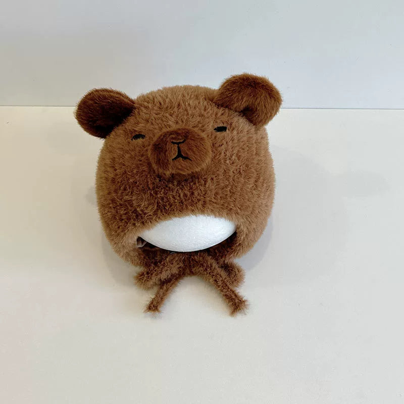 Cappellino Neonato Orsetto – Morbido Peluche con Orecchiette e Laccetti