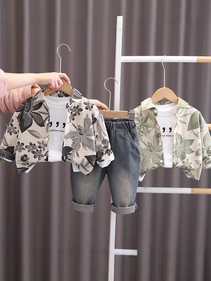 Completo Casual Bambino - Camicia Floreale e Jeans