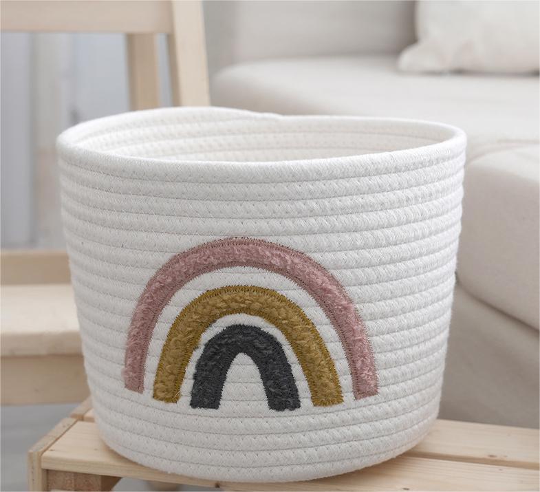 Cestino portaoggetti in cotone intrecciato Arcobaleno