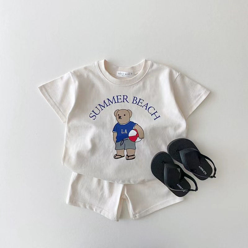 Completo Estivo Bambino “Summer Beach Bear”  T-Shirt + Shorts