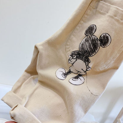 Pantaloni Bambini con Stampe Cartoon Retro Mickey e Pluto