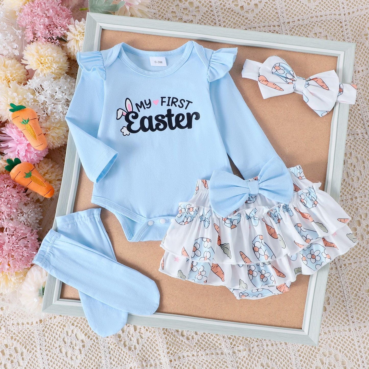 Set Completo 4pz bimba  Neonata "Bunny & Carrot"