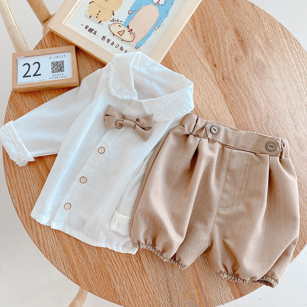 Completo Bimbo Elegante - Camicia con Papillon e Pantaloncini Bloomers