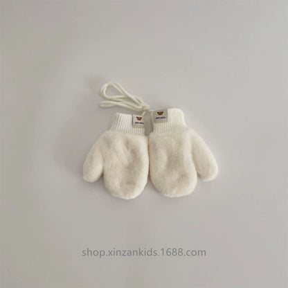 Guanti Bimbo in Peluche con Cordino –