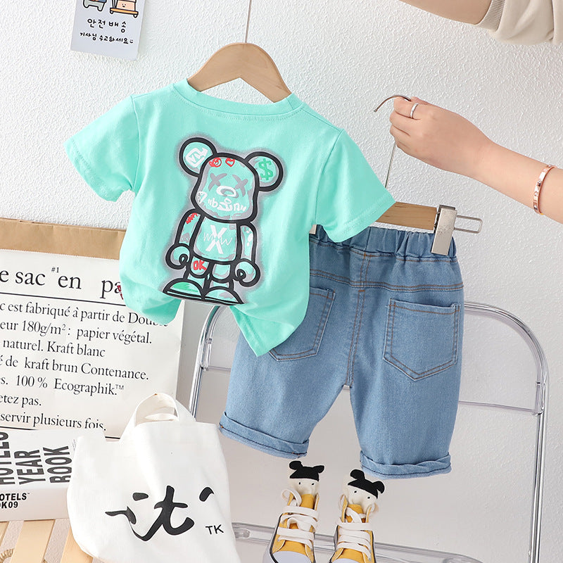 Completo Casual Bambino - T-Shirt e Shorts in Denim